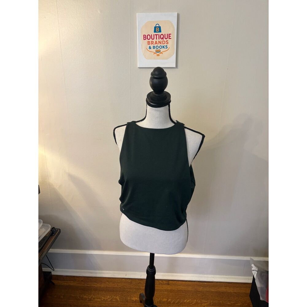 Yogalicious Women’s Dark Green Sleeveless Open-Side Workout Tank Top M